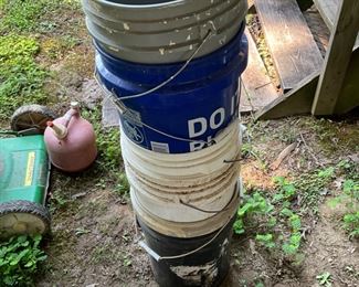 Behind the house under the canopy