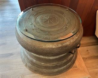 Metal "Rain" Table with Glass Top