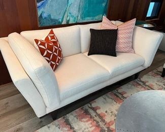 Pr. White Linen Sofas by Arthur G. Co.