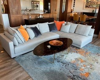Gray Sectional Sofa with Down Cushions