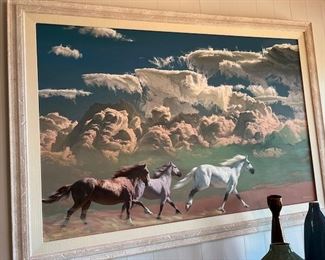 Painting "Horses Riding in Cloudscope" bu Ruo Li