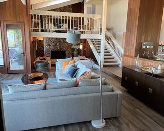 Gray Arc Lamp with Marble Base - Buffet by Bernhardt