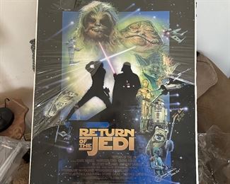Return of the Jedi theater size movie poster, signed by 3 different actors 1997!
Chewbacca
R2 D2
Bobo Fett