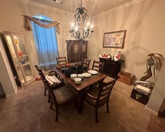 Slate and wood dinning room table & cabinet!