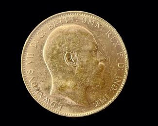 Fine 1902 Edward VII 91.6% Gold Sovereign Coin 7.9 Grams
