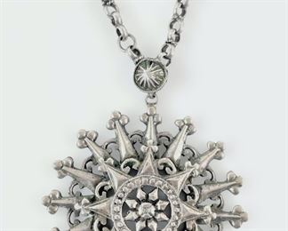 96 Grams Fine 935 Silver Jerusalem Gothic Religious Pendant 20� Necklace
