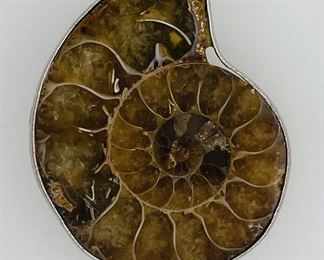 Fine Sterling Silver Ammonite Fossil Pendant

