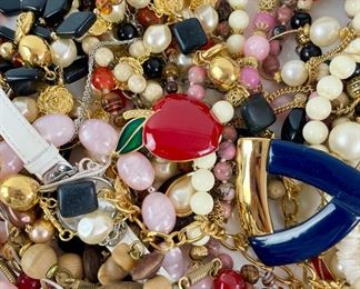 Vintage Monet & Napier Costume Jewelry Lot: Enamel Pins, Faux Pearl, Quartz Wristwatches, Bangles, & More High Quality Jewelry
