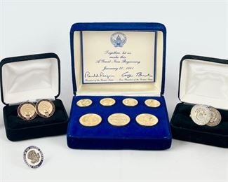 Presidential Ronald Reagan, George Bush White House Cuff Links, Zippo Lighter Flash Light, 13 Grams Sterling Cuff Links
