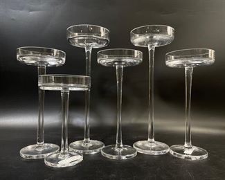 Vintage MCM Danish Modern TALLGlasses Stemmed Clear Glass Candle Holders for Large Candle 70s
