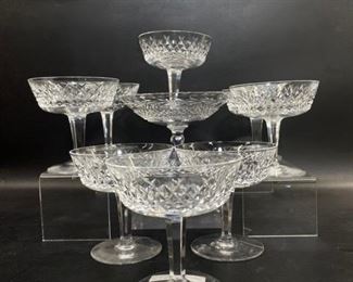 8 Waterford Fine Crystal ALANA CRYSTAL CHAMPAGNE, SHERBET & Glandore Round Compote
