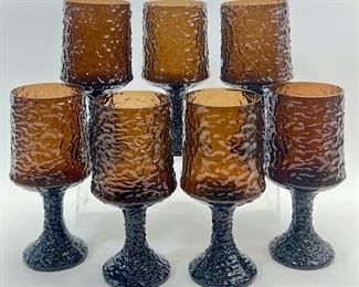 Lenox  Hand Blown USA Impromptu Brown Crystal MCM Mid Century Modern Lenox MCM Goblets
