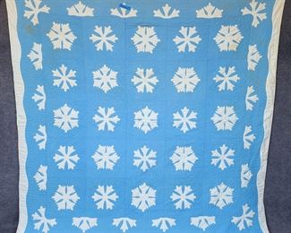 Vintage Blue & White Snowflake Quilt
