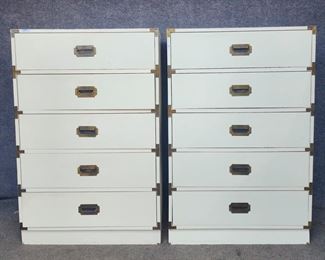 2 Vintage Campaign Style Tall Chest Dressers
