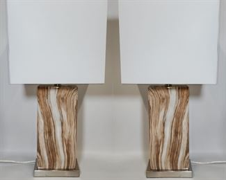 Pair of Faux Marble Lamps
