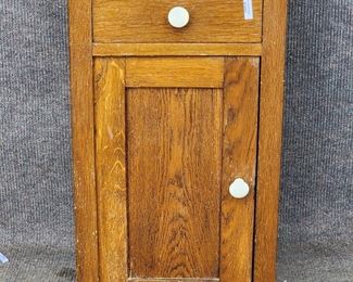 Antique Dovetailed Marble Top One Door One Drawer Stand
