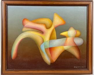 Orest Dubay Jr. �Garden of Dreams� circa 2000 signed and framed abstract oil on stretched canvas on board
