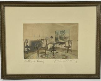 Framed and signed Wallace Nutting �A Story of Chivalry� hand colored photo print
