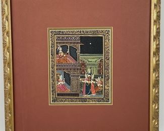 Original gilt framed unsigned Indian Mughal painting

