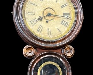 Antique Oak Wall Clock 1861 Ingraham Iconic 8 Day Key Wind
