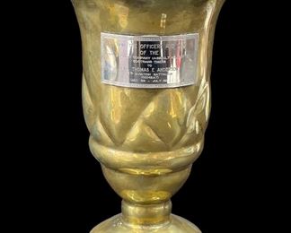 Vintage Brass Military Trophy Made out to Lt Thomas Anderson for the 121st aviation Company Soctang Tigers Jan 1969-July 1969
