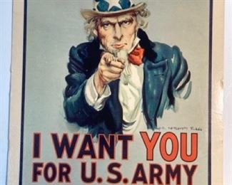Authentic 1975 I WANT YOU FOR US ARMY Recruitment Poster - From the Rockville, MD US Army Recruiting Station Poster
