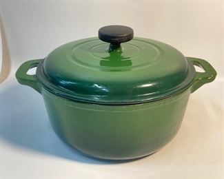 MCM Style Tramontina Enamel Cast Iron 3.5 Qt Dutch Oven in Dark Green - Mid Century Modern Style
