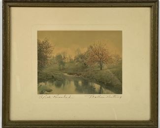 Framed and pencil signed Wallace Nutting �A Little Homestead� hand colored photo print
