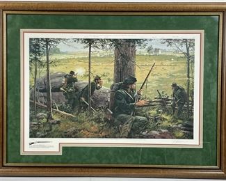 Large framed and pencil signed Dale Gallon �Breechloaders and Green Coats� Lithograph 343/900 circa 1994
