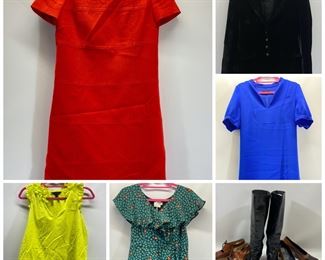 Tory Burch, Tahari, HD In Paris, J. Crew, Joan & David. Sizes: 2, 4, 6 Shoe Sizes: 38, 7 1/2. In Great Preowned Condition.
