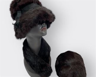  VINTAGE MINK FUR Lot 2 AMAZING HATS AND A NECK WARMER
