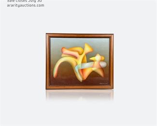 Orest Dubay Jr. �Garden of Dreams� circa 2000 signed and framed abstract oil on stretched canvas on board
