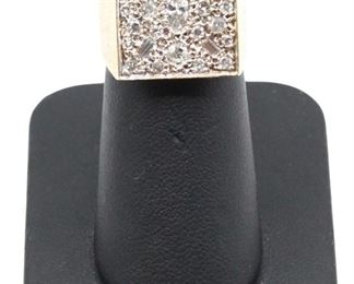 34 10k Gold Ring with Mine Cut Diamonds