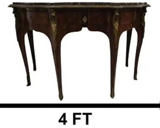 938 French 19C Kingwood Marble Top Console Table
