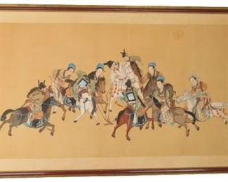 1128 Signed, A Game Of Dakyu, Gouache On Silk