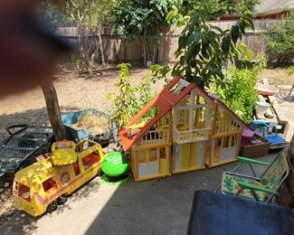 Vintage Barbie Dream House, Barbie Deluxe RV, Barbie Corvette, Fisher Price, Little People Tree House