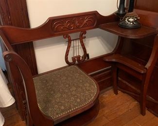 Antique phone and phone bench