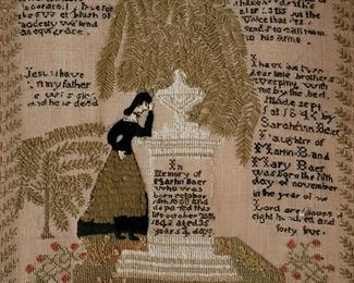 19th century mourning sampler embroidery