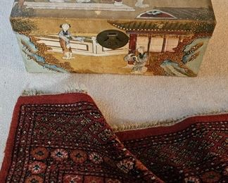 Chinese hand-painted leather trunk