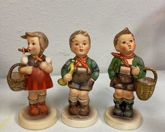IR6027 Goebel Hummel lot of 3 Village Boy Trumpet Boy Little Shopper