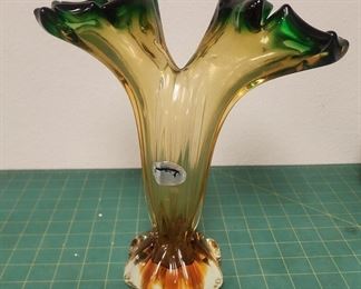 IR9102 Murano Double Epergne Italian Handblown Glass Vase Made in Italy