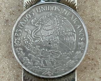 MEXICAN COIN MONEY CLIP - POSSIBLY UNMARKED STERLING