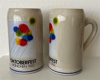 2 OKTOBERFEST GERMANY 1982 LARGE MUGS DESIGNED BY HELMUT GRATZFELD