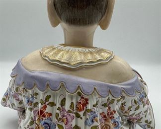 Meissen porcelain figure, Chinoiserie Pagoda head nodder. Late 19th century. Incised numeral No. 156 on bottom along with Meissen mark	7.25" h x 7"w x 7"d