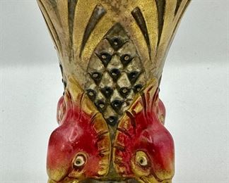 Antique Art Deco Amphora Austria Vase Stamped with 15018 46 (and Amphora Austria). Beautiful bird/falcon heads at the base, gold rim and details.  4" dia  x  6" h