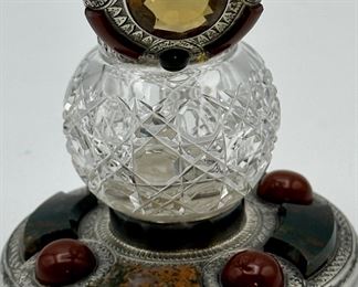 Crystal Tear Catcher with Sterling cap and semi-precious stones.  One of kind! Absolutely stunning piece