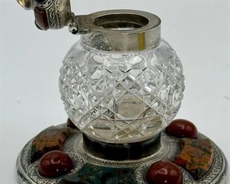 Crystal Tear Catcher with Sterling cap and semi-precious stones.  One of kind! Absolutely stunning piece