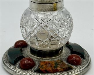 Crystal Tear Catcher with Sterling cap and semi-precious stones.  One of kind! Absolutely stunning piece