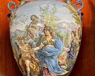 Absolutely Gorgeous Porcelain Urn with beautiful hand painted Queen and her Court.