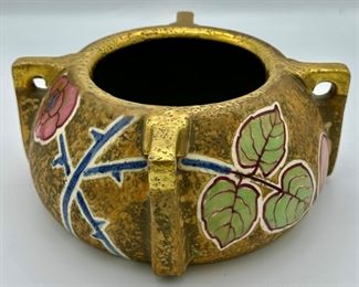 Austrian Amphora Art Nouveau Vase. Vintage Ceramic Teplitz.  It looks like with the holes in the handles one might be able to hang this pot.  